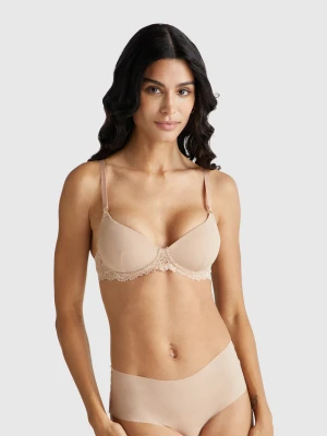 Benetton, Padded Bra With Lace, Size: 1°, Beige, Women United Colors of Benetton