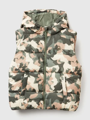 Benetton, Padded Camouflage Vest, Size: 116, Light Blue, Kids United Colors of Benetton