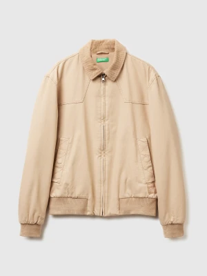Benetton, Padded Jacket In Pure Cotton, Size: XS, Beige, Men United Colors of Benetton