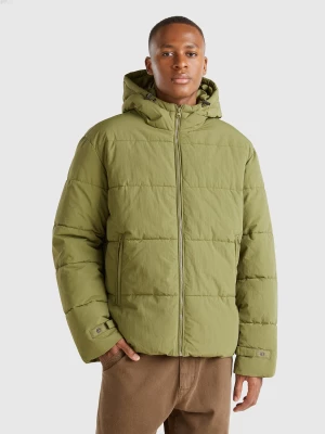 Benetton, Padded Jacket With Hood, size XS, Military Green, Men United Colors of Benetton