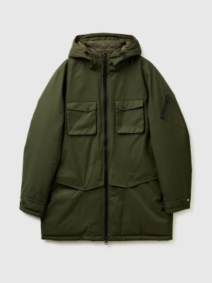 Benetton, Padded Parka In Cotton And Nylon, Size: XL, Dark Green, Men United Colors of Benetton
