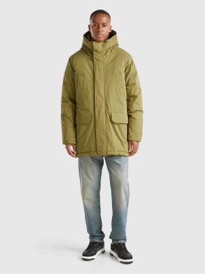 Benetton, Padded Parka In Nylon, size L, Military Green, Men United Colors of Benetton