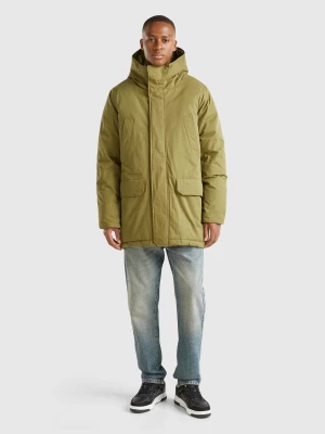 Benetton, Padded Parka In Nylon, size XL, Military Green, Men United Colors of Benetton