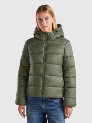 Benetton, Padded Puffer Jacket With Recycled Wadding, size XS, Military Green, Women United Colors of Benetton