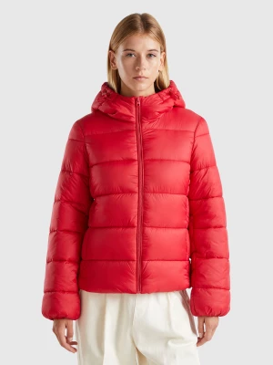 Benetton, Padded Puffer Jacket With Recycled Wadding, size XS, Red, Women United Colors of Benetton