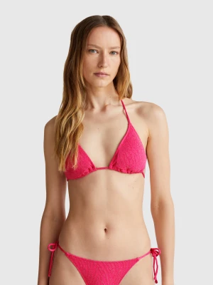Benetton, Padded Triangle Bikini Top With Animal Print, size 1°, Fuchsia, Women United Colors of Benetton