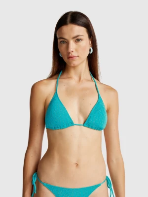 Benetton, Padded Triangle Bikini Top With Animal Print, size 1°, Turquoise, Women United Colors of Benetton