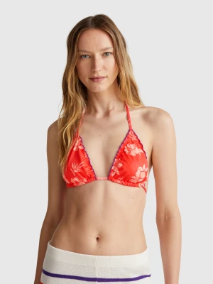 Benetton, Padded Triangle Bikini Top With Flower Print, size 1°, , Women United Colors of Benetton