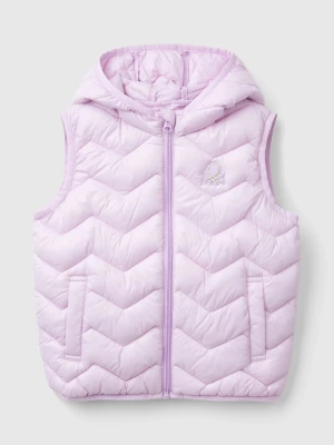 Benetton, Padded Vest In 3d Wadding With Hood, size 116, Lilac, Kids United Colors of Benetton