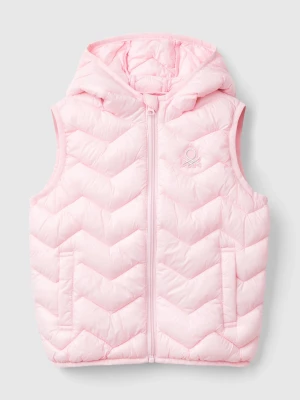 Benetton, Padded Vest In 3d Wadding With Hood, size 116, Pink, Kids United Colors of Benetton