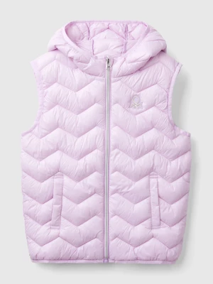 Benetton, Padded Vest In 3d Wadding With Hood, size XL, Lilac, Kids United Colors of Benetton