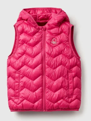 Benetton, Padded Vest With Hood, Size: 116, Fuchsia, Kids United Colors of Benetton
