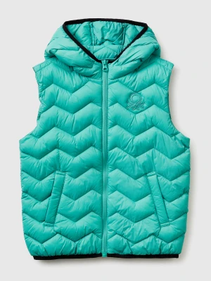 Benetton, Padded Vest With Hood, Size: XL, Light Green, Kids United Colors of Benetton