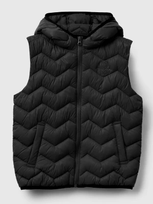 Benetton, Padded Vest With Hood, Size: XL, Black, Kids United Colors of Benetton