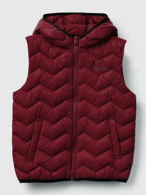 Benetton, Padded Vest With Hood, Size: XL, Burgundy, Kids United Colors of Benetton