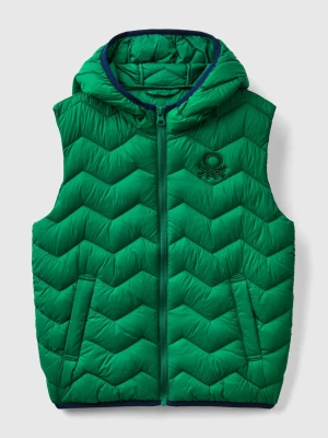 Benetton, Padded Vest With Hood, size XL, Green, Kids United Colors of Benetton