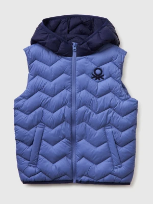 Benetton, Padded Vest With Hood, Size: XL, Light Blue, Kids United Colors of Benetton