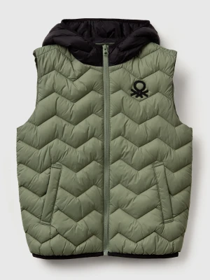 Benetton, Padded Vest With Hood, Size: XL, Military Green, Kids United Colors of Benetton