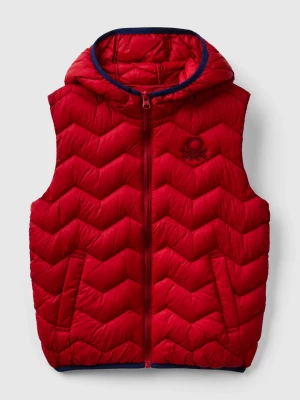 Benetton, Padded Vest With Hood, size XL, Red, Kids United Colors of Benetton