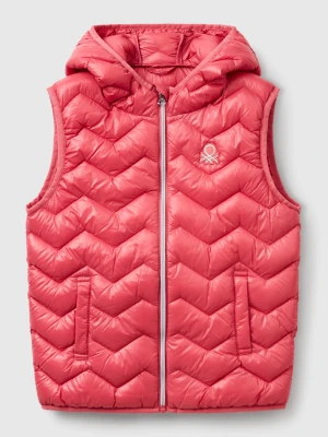 Benetton, Padded Vest With Hood, size XL, Salmon, Kids United Colors of Benetton