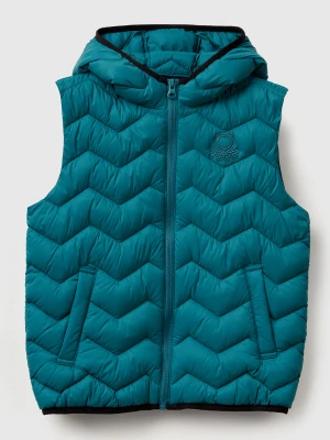 Benetton, Padded Vest With Hood, Size: XL, Teal, Kids United Colors of Benetton
