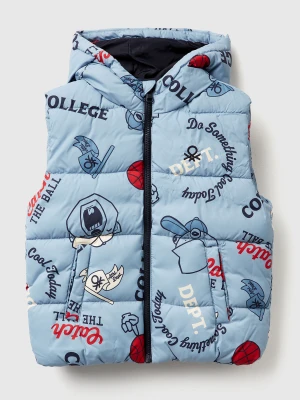 Benetton, Padded Vest With Print, Size: 116, Light Blue, Kids United Colors of Benetton