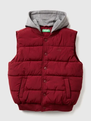 Benetton, Padded Vest With Removable Hood, Size: XL, Burgundy, Kids United Colors of Benetton