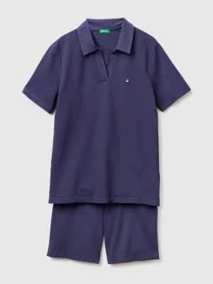Benetton, Pajamas With Polo Shirt, Size: S, Blue, Men United Colors of Benetton