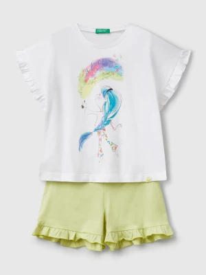 Benetton, Pajamas With Print And Rouches, size XXS, Multi-color, Kids United Colors of Benetton
