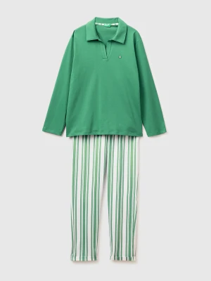 Benetton, Pajamas With Striped Trousers, Size: XL, Green, Men United Colors of Benetton