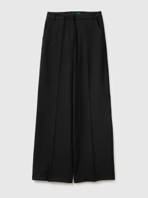 Benetton, Palazzo Trousers, Black, Women United Colors of Benetton