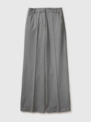 Benetton, Palazzo Trousers, Gray, Women United Colors of Benetton