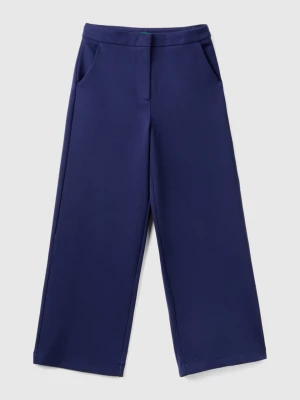 Benetton, Palazzo Trousers In Viscose Blend, size 2XL, Dark Blue, Kids United Colors of Benetton