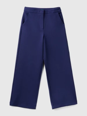 Benetton, Palazzo Trousers In Viscose Blend, size 3XL, Dark Blue, Kids United Colors of Benetton