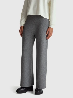 Benetton, Palazzo Trousers In Viscose Blend, Size: S, Dark Gray, Women United Colors of Benetton