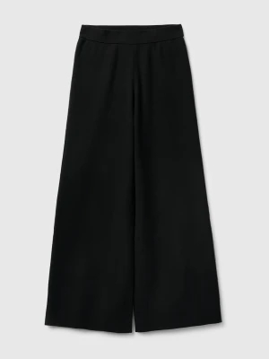 Benetton, Palazzo Trousers In Viscose Blend, Size: XXS, Black, Women United Colors of Benetton