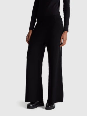Benetton, Palazzo Trousers In Viscose Blend, Size: XXS, Black, Women United Colors of Benetton
