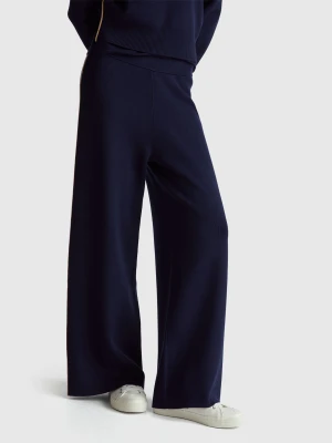 Benetton, Palazzo Trousers In Viscose Blend, Size: XXS, Dark Blue, Women United Colors of Benetton