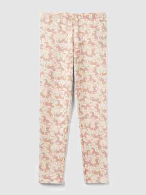 Benetton, Pale Pink Leggings With Horse Print, size 3XL, Soft Pink, Kids United Colors of Benetton