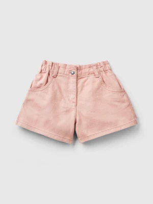 Benetton, Paperbag Shorts In Stretch Cotton, size 104, Pastel Pink, Kids United Colors of Benetton