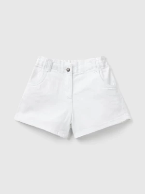 Benetton, Paperbag Shorts In Stretch Cotton, size 104, White, Kids United Colors of Benetton