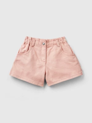 Benetton, Paperbag Shorts In Stretch Cotton, size 82, Pastel Pink, Kids United Colors of Benetton