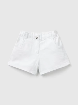 Benetton, Paperbag Shorts In Stretch Cotton, size 82, White, Kids United Colors of Benetton