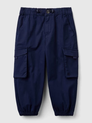 Benetton, Parachute Trousers In Stretch Cotton, size 104, Dark Blue, Kids United Colors of Benetton