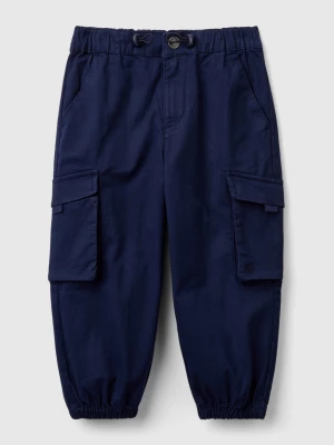 Benetton, Parachute Trousers In Stretch Cotton, size 104, Dark Blue, Kids United Colors of Benetton