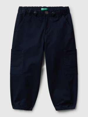 Benetton, Parachute Trousers In Stretch Cotton, size 116, Dark Blue, Kids United Colors of Benetton