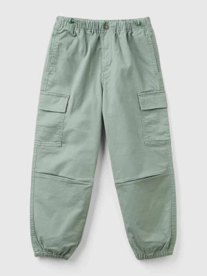 Benetton, Parachute Trousers In Stretch Cotton, size 2XL, Light Green, Kids United Colors of Benetton