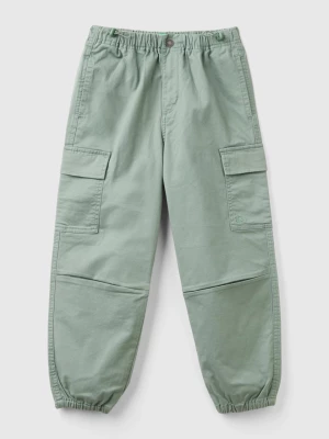 Benetton, Parachute Trousers In Stretch Cotton, size 3XL, Light Green, Kids United Colors of Benetton