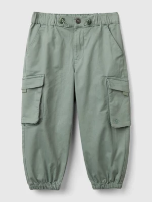 Benetton, Parachute Trousers In Stretch Cotton, size 82, Light Green, Kids United Colors of Benetton