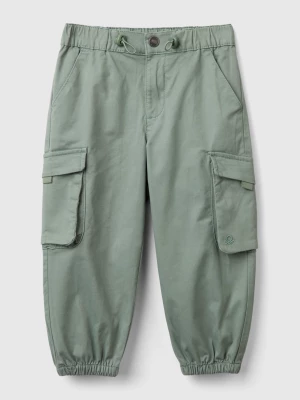 Benetton, Parachute Trousers In Stretch Cotton, size 90, Light Green, Kids United Colors of Benetton